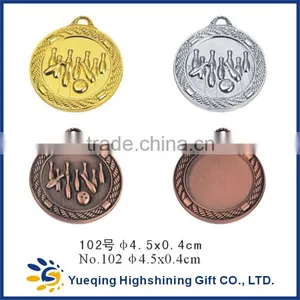 102# Cheap Gold Silver Bronze Sports Factory Directly Sale Metal Medallion Craft Badge Award Bowling Medal thumbnail-1