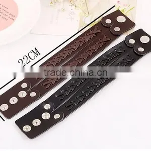 2016 Hot-selling Unisex Punk Style Vintage Leather Bracelet thumbnail-3