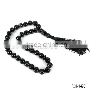 Imitation Black Jasper Arabic Ya Allah Written Prayer Beads thumbnail-3