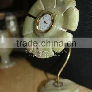 Green Onyx Flower Shape Desk Clock thumbnail-1
