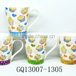 Cheap Sale Fine Bone China Tea Cups With Decals V-shape and Hand Bulk Packing thumbnail-1