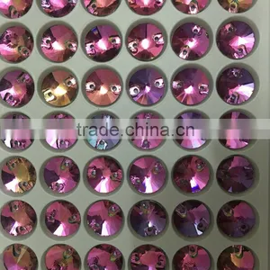 Wholesale 10mm Revoli Shaped Rainbow Color Sewing Crystal Stone for Boutique Store thumbnail-1