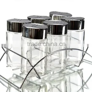 Set of 6 Glass Spice Jar With Iron Artwork thumbnail-1