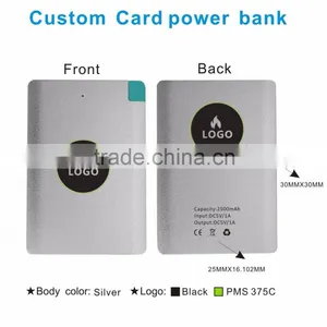 Metal Slim Credit Card 2500 Mah Power Bank With Build in Cable thumbnail-2
