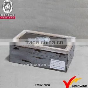 New Reproduction Vintage Clear Top Wood Craft Boxes Wholesale thumbnail-1