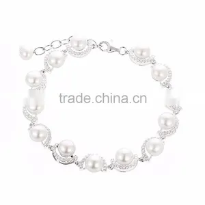 925 Sterling Silver Natural Fresh Water Pearl Perfect Round Pearl Bracelets thumbnail-1