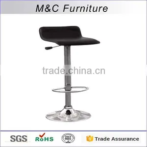 Black Hard PU Leather Height Adjustable Bar Stool thumbnail-1