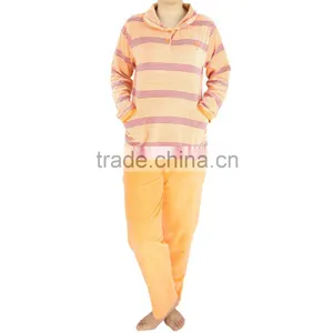 Kevince Women Velour Pyjamas Set Pajama Orange Big Stripes Y/d 1000pcs up OEM Factory Directly thumbnail-1