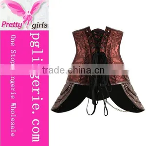 New Item Vintage Buckle up Brocade Steampunk Underbust Corset thumbnail-3