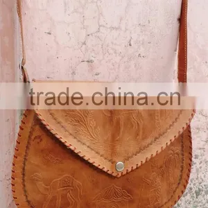 Real Goat Leather Hand Made Saddle Bag With Hand Crafted Embossing Work thumbnail-1