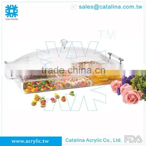 Luxury Acrylic Plastic Banquet Wedding Dessert Fruit 2 Around Compartment Tray thumbnail-6
