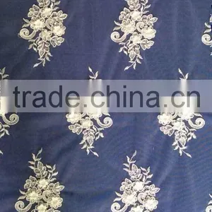Beaded Lace Fabric Guipure 3D Lace Embroidery for Wedding Dress Wholesale thumbnail-1