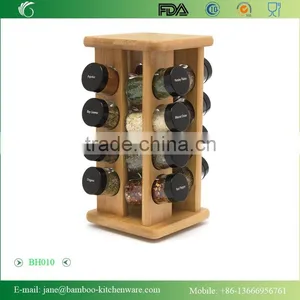 Bamboo 16 Pepper Filled Bottle Spice Rack thumbnail-1