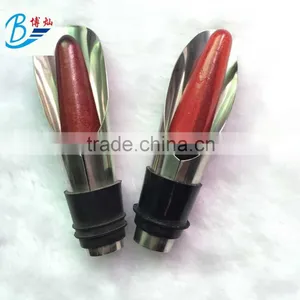 Metal Wine Pourer With Red Wood Inside Beautiful Wine Pourer thumbnail-4