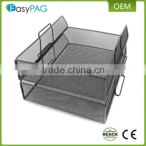 Metal Mesh Desk Office Desk Organzier Magazine Rack / Holder Document Tray With Becket thumbnail-3