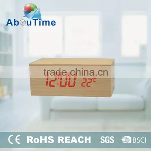 2016 New Fashion Real Wood Cube Digital LED Wooden Clcok thumbnail-1