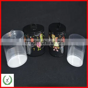 Customized Clear and Black PVC Oval Round Box With Sticky Label thumbnail-1