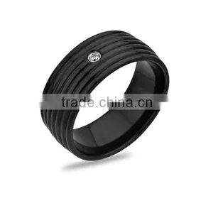 Unisex Black Tone Crystal Stainless Steel Fashion Rings With High Quality Jewelry thumbnail-2