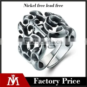 Biker Stainless Steel Hollowed-out Cross Ring thumbnail-1