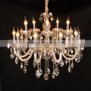 Golden Round Crystal Candle Chandelier thumbnail-1