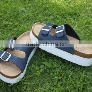 Summer Leather Buckle Cork Outsole Wear-resisting Ladies Fancy Sandal thumbnail-4