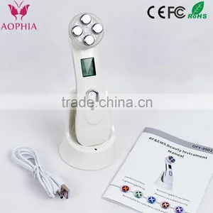 Face Use RF/EMS and 6 Colors LED Therapy Skin Scrubber Facial Beauty Device thumbnail-1