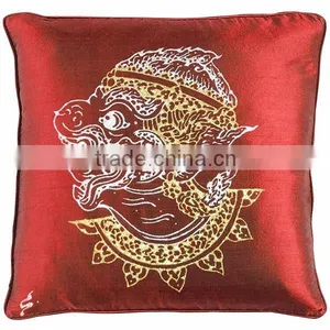 Pillow Case Cushion Covers Silk Art Fabric Painting Ramayan HANUMAN Chalisa thumbnail-1