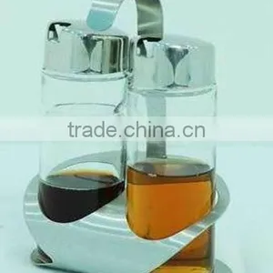 Glass Oil and Vinegar Bottle Set With Stand thumbnail-1