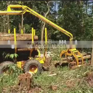 Tractor PTO Powered Hot Sale in Brazil Timber Wood Trailer With Crane thumbnail-1