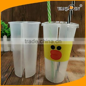 China Supplier Disposable PP Translucent Split Coffee Cups 700ml thumbnail-1