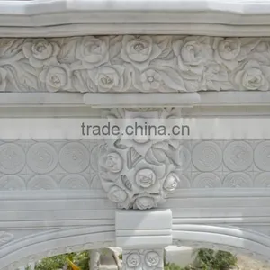 Classical Indoor Decorative White Marble Fireplace Mantel thumbnail-2