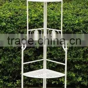 4 Tier Metal Shelf Plant Stand Antique White Outdoor and Indoor Patio Furniture thumbnail-2