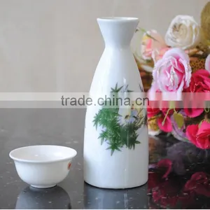 Haonai Wholesale Bamboo Decal High-temperature Ceramics Porcelain Flagon Wine Set thumbnail-1
