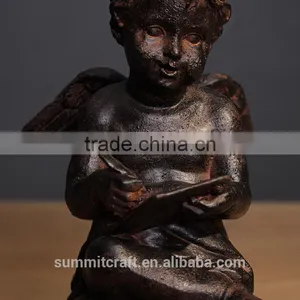 Resin Rust Color Vintage Writing Small Angel Figurines thumbnail-5