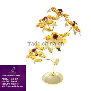 Gold Plated Handmade Decoration Flowers With Brand Crystal thumbnail-1