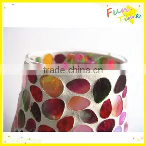 Table Decoration Iridescent Colored Flower Petal Pattern Mosaic Cheap Flat Flower Vase thumbnail-3