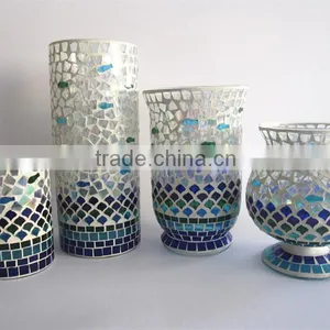 Blue&white Ocean Theme Mercury Electroplated Glass Containers Good Quality Candle Canister for Summer Holiday thumbnail-1