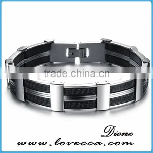Wholesale Stainless Steel Charm pu Leather Bracelet Man thumbnail-3