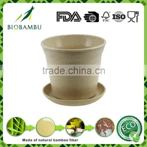 Manufacturer Supply Best Selling Items Bamboo Fiber Flower Pot With Tray thumbnail-3