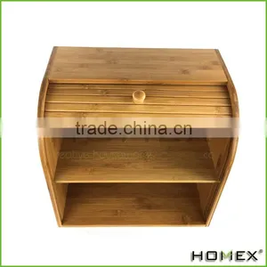 Bamboo Kitchen Double Bread Box /rolltop Bread Holder Homex-BSCI thumbnail-1
