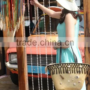 Seagrass Beach Bag With Seashell Decoration, Cool Design for Summer Holiday thumbnail-3