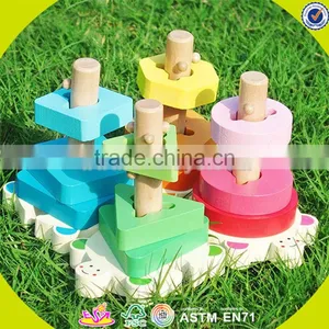 Wholesale Colorful Kids Stacking Wooden Geometric Blocks Educational Children Wooden Geometric Blocks Game W13E064 thumbnail-1