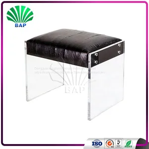 Transparent Acrylic Living Room Stool French Style Luxury Ottomans Lucite Bathroom Stool thumbnail-4