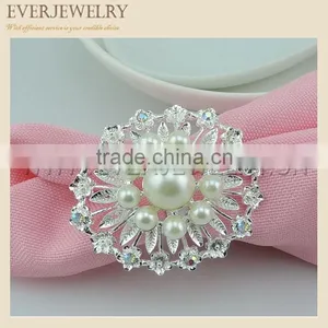 2016 Fashion Big Stone Silver Flower Napkin Ring thumbnail-4