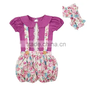 2017 Boutique Summer Baby Clothing Set Baby Girl Suspender Set Children Summer Outfits With Headband thumbnail-1