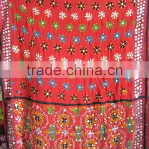 Red Hand Embroidered PHULKARI Georgette Stole DUPATTA SHAWL thumbnail-1