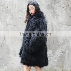CX-G-A-91B Real Raccoon Fur Soft Women Hand Knitted Fur Jacket thumbnail-3