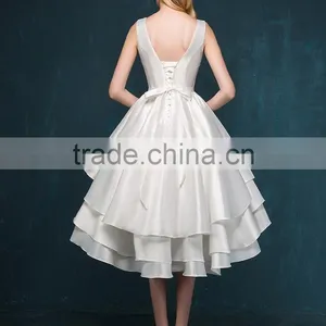 MGOO Custom Made Evening Dinner Dress Short White Satin Elegant Dress Latest Design Prom Layers Dress 2256 thumbnail-2