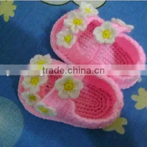 Lovely Design Hand-Made Crochet Shoes w Flower for Baby thumbnail-1