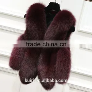 Classical Pattern Bread Clothes Real Fox Fur Gilet Lady Fur Waistcoat thumbnail-4